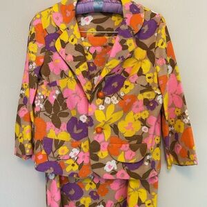 Vintage Mid Century 1960's Floral Jacket and Pencil Skirt Set